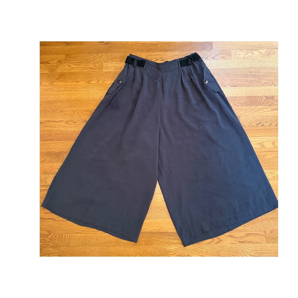 Anthropologie Gray Wide Leg Culottes Cargo Pocket D-Ring Pants Large